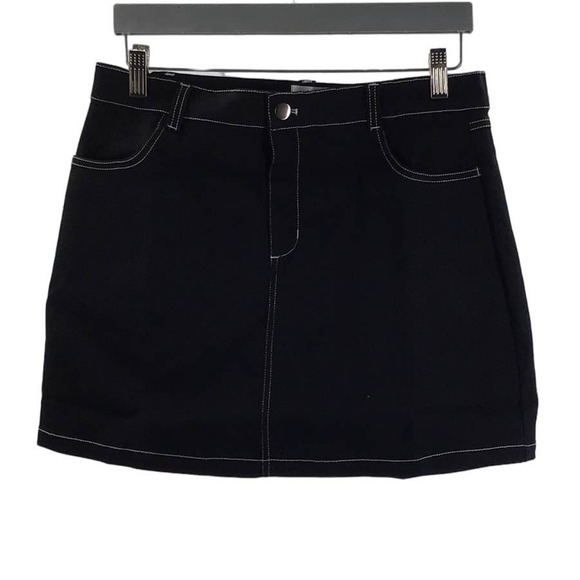 UNIQUE VINTAGE M 6-8 Black Flat Front Straight and Pencil Mini Skirt NWT 0B6 - Picture 2 of 7